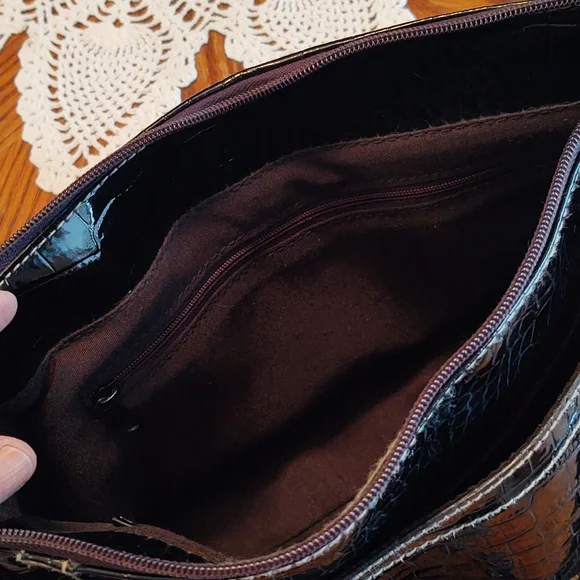 Liz Claiborne Vegan Patent Leather Purse, Wallet, Keychain Set Black - Picture 9 of 16